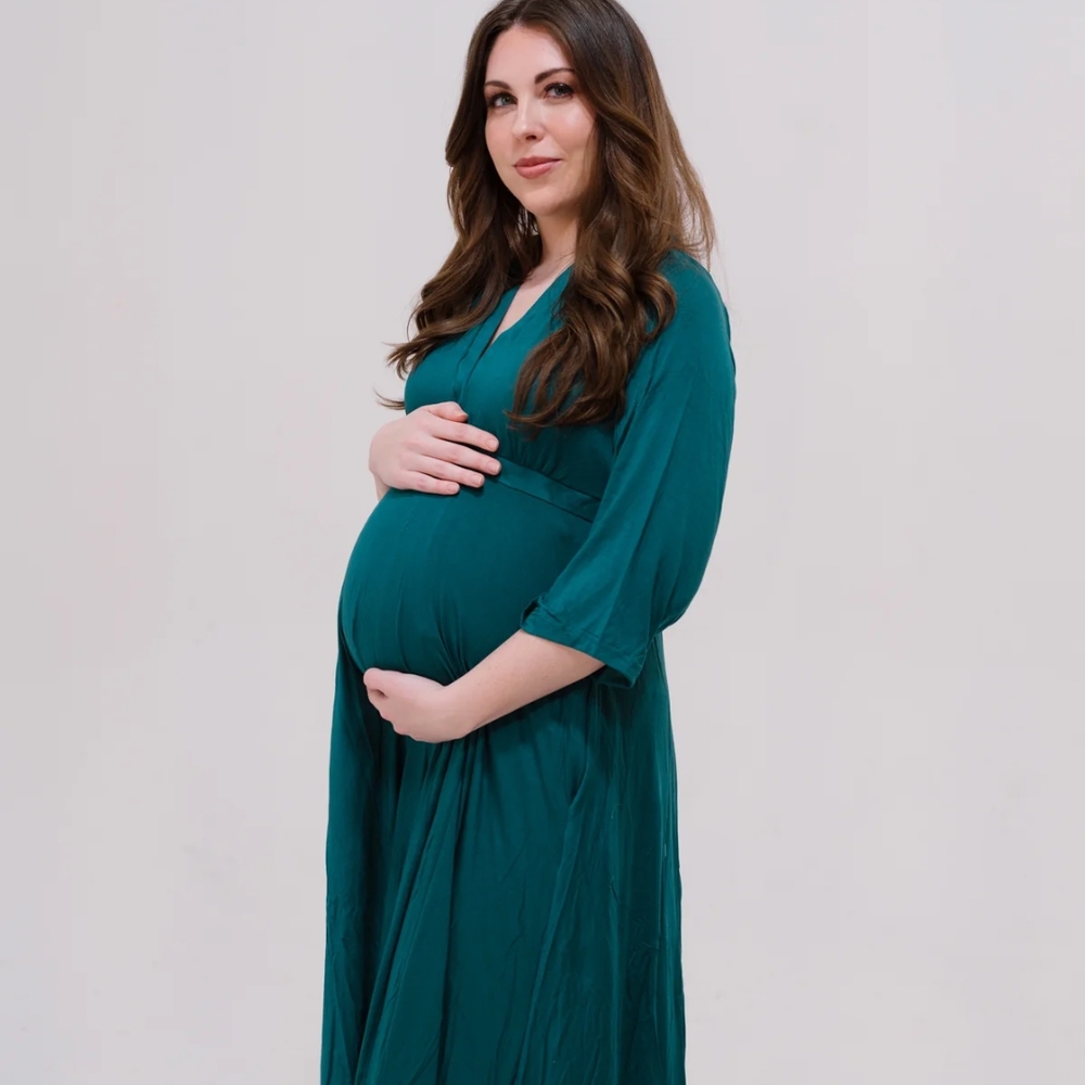 Elegant Teal Maternity Dress